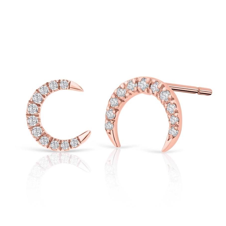 Pendientes Mumit | Pendientes Luna Moon Diamonds En Oro Rosa De 18 Kt