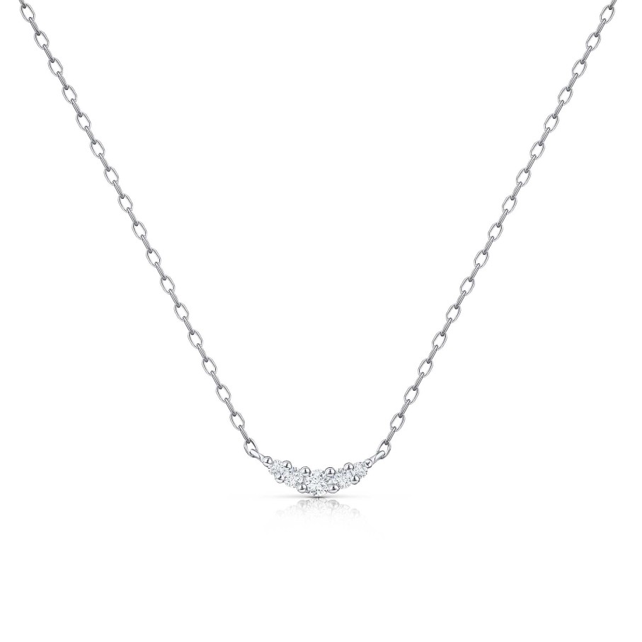 Collares Y Colgantes Mumit | Gargantilla Petite Diamonds Wave En Oro Blanco De18 Kt