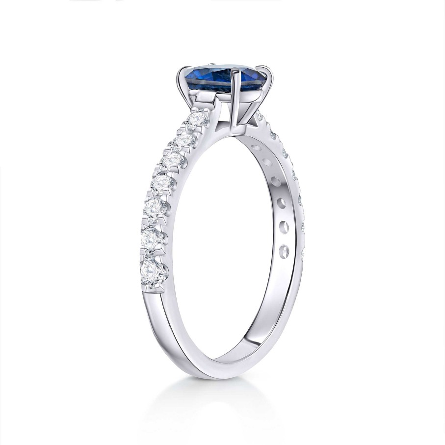 Sortijas Mumit | Sortija Ivy De Zafiro Y Diamantes 0,42 Cts. En Oro Blanco De 18 Kt