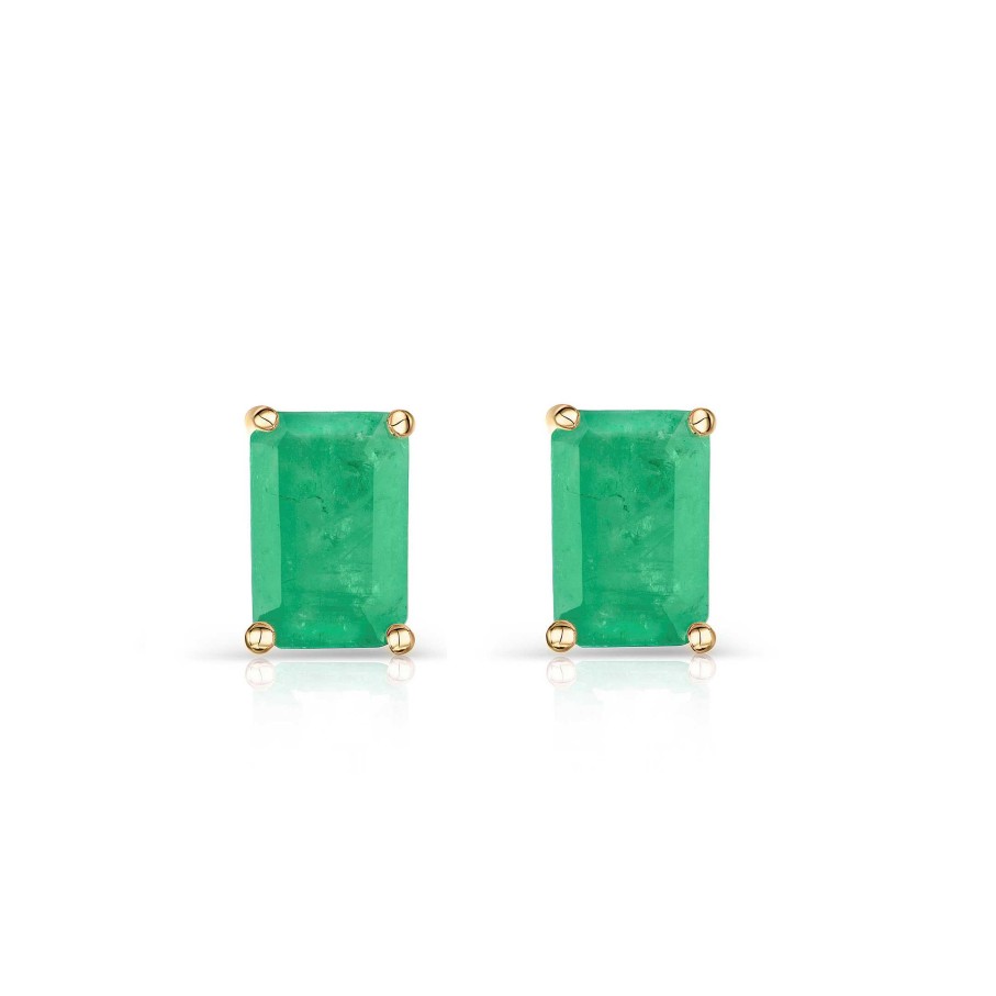 Pendientes Mumit | Pendientes De Esmeralda Baguette En Oro Amarillo De 18 Kt