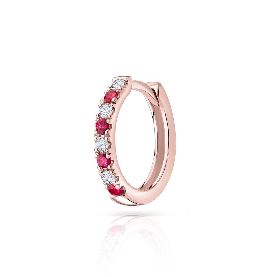 Piercings Mumit | Pendiente Piercing Eternity Colors Aro De Rub Es En Oro Rosa De 18 Kt