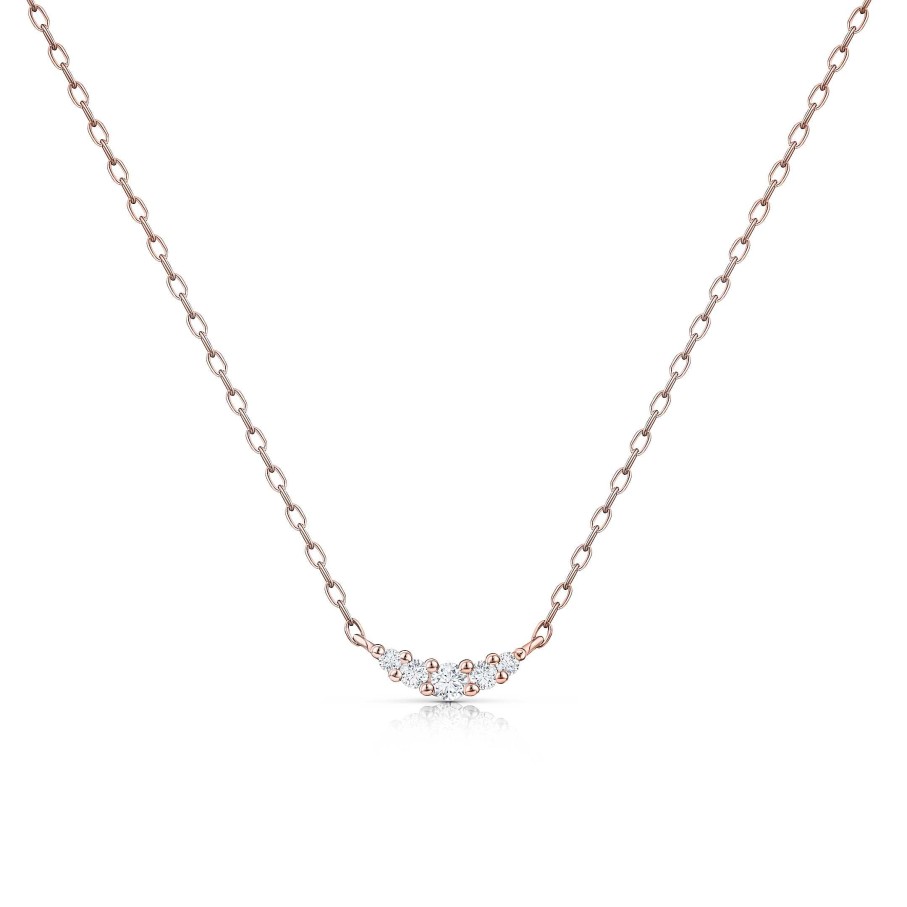 Collares Y Colgantes Mumit | Gargantilla Petite Diamonds Wave En Oro Rosa De 18 Kt