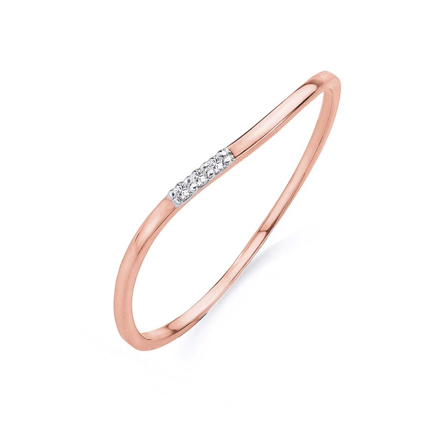 Sortijas Mumit | Sortija Wave De Diamantes En Oro Rosa De 18 Kt