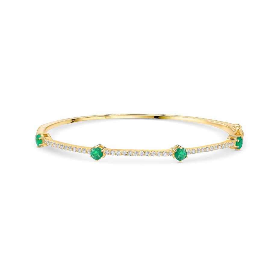 Pulseras Mumit | Pulsera Nina De Esmeraldas Y Diamantes En Oro Amarillo De 18 Kt