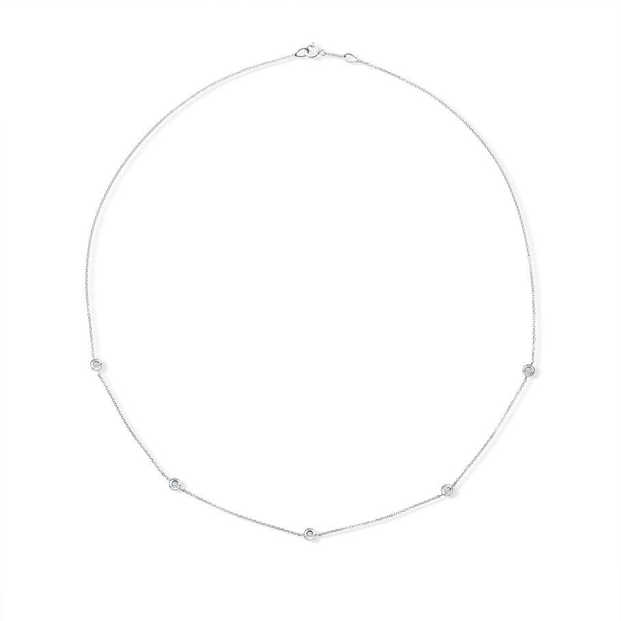 Collares Y Colgantes Mumit | Choker Chatones Fijos Collection Diamantes En Oro Blanco De 18 Kt