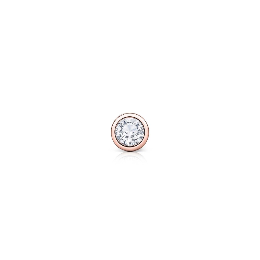 Piercings Mumit | Pendiente Piercing Bezel Stud De Diamante En Oro Rosa De 18 Kt