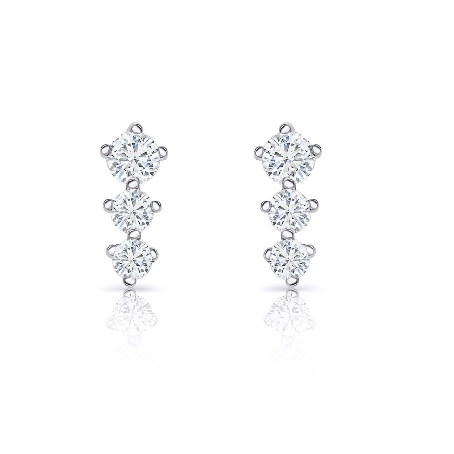 Pendientes Mumit | Pendientes Trinity Diamonds En Oro Blanco De 18 Kt