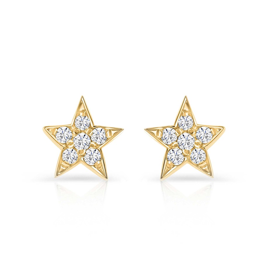 Pendientes Mumit | Pendientes Estrellas Moon Diamonds En Oro Amarillo De 18 Kt