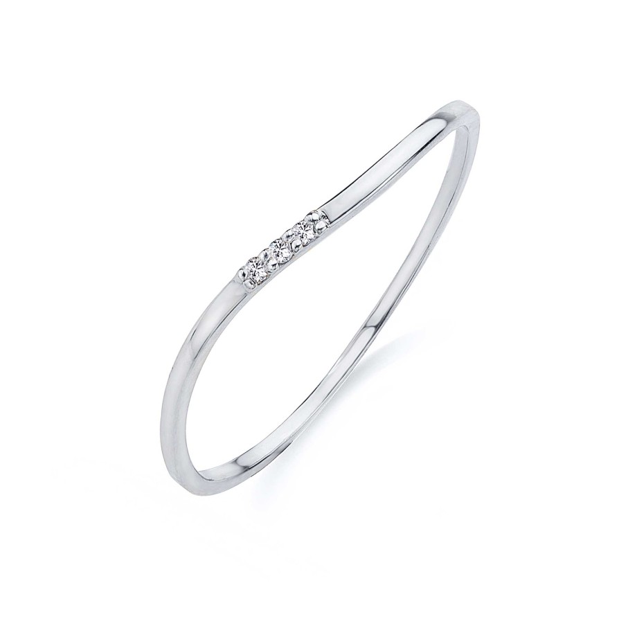 Sortijas Mumit | Sortija Wave De Diamantes En Oro Blanco De 18 Kt