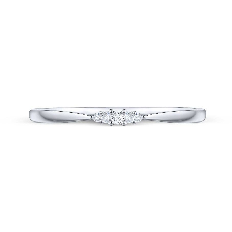 Sortijas Mumit | Sortija Petite Diamonds Wave En Oro Blanco De 18 Kt