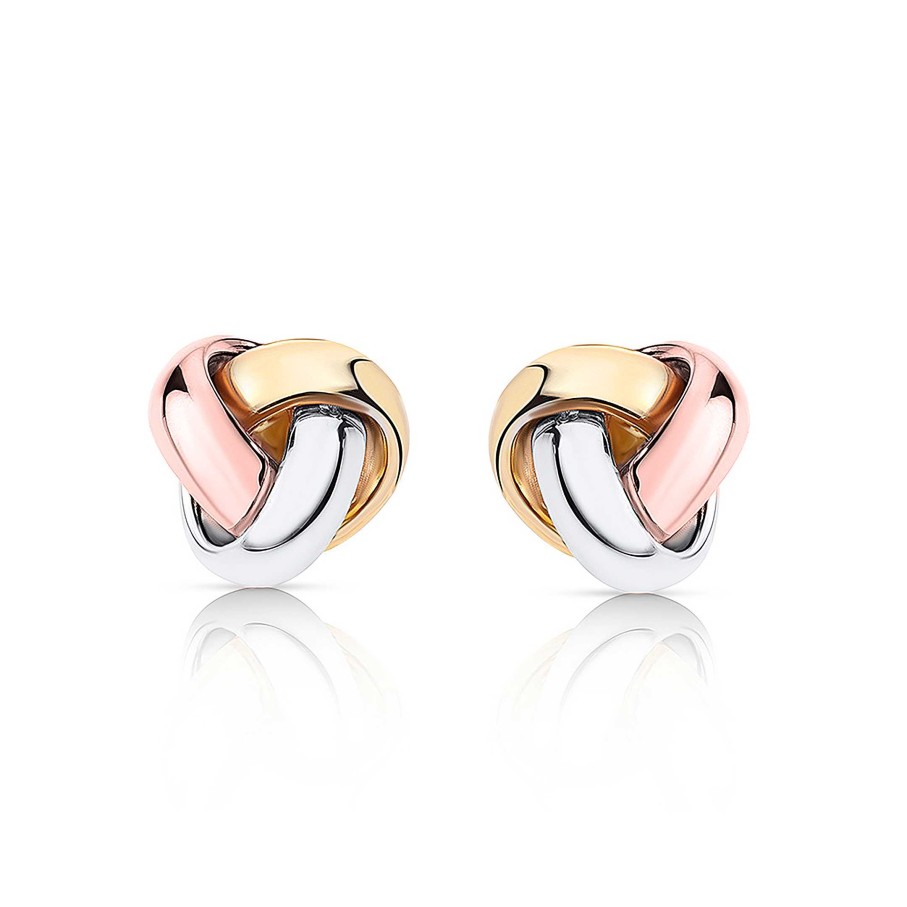 Pendientes Mumit | Pendientes Tricolore Nudo En Oro Amarillo, Blanco Y Rosa De 18 Kt