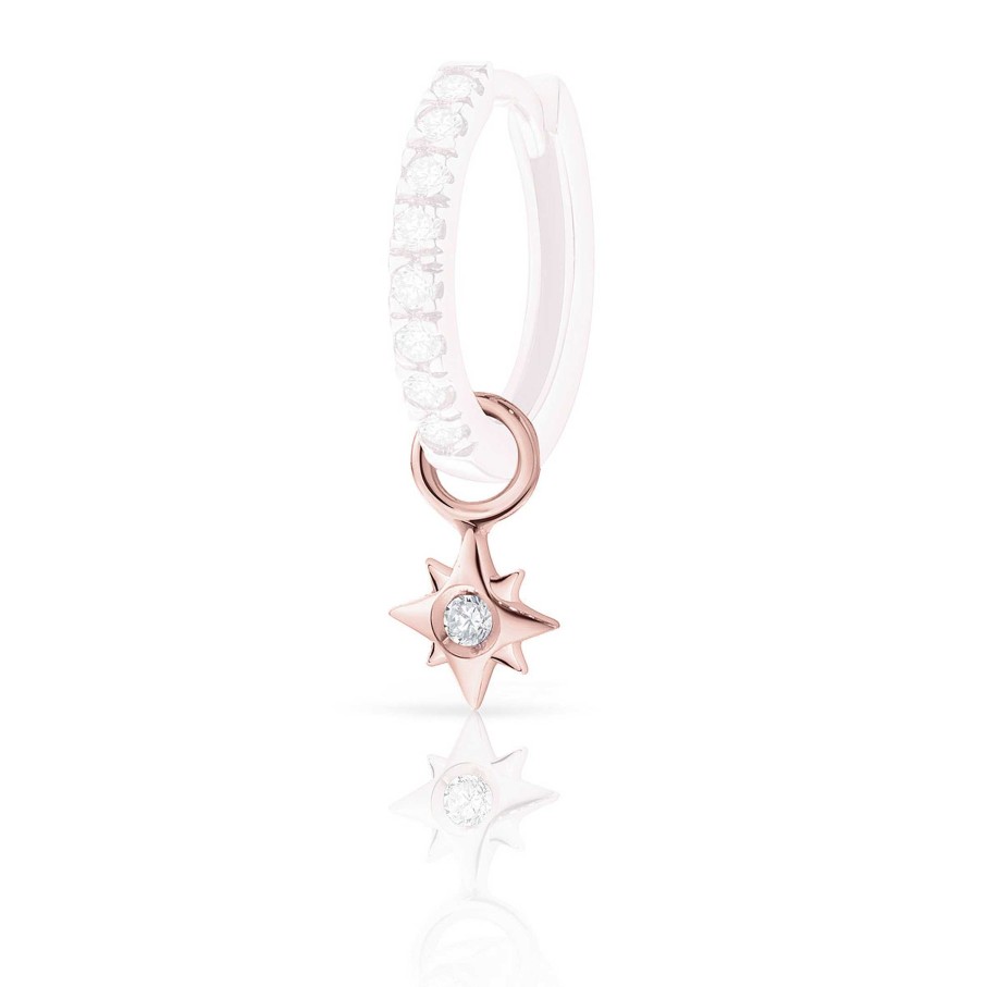 Piercings Mumit | Charm Rosa De Los Vientos De Diamante En Oro Rosa De 18 Kt