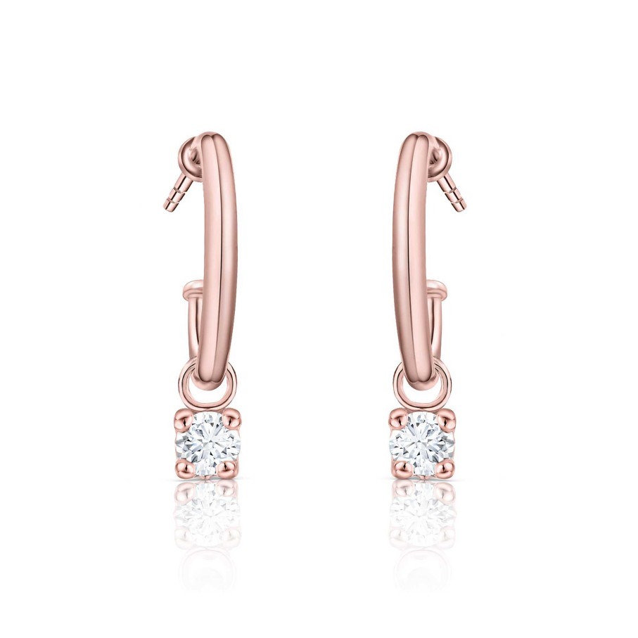 Pendientes Mumit | Pendientes Medio Aro Dot Diamonds En Oro Rosa De 18 Kt