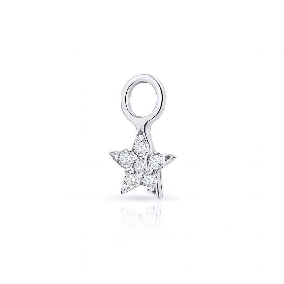 Piercings Mumit | Charm Estrella Moon Diamonds En Oro Blanco De 18 Kt