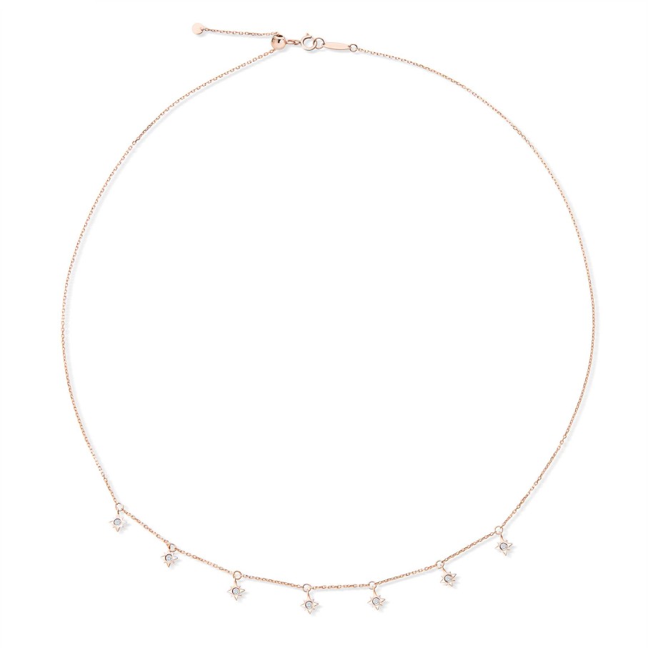 Collares Y Colgantes Mumit | Choker Rosa De Los Vientos De Diamantes En Oro Rosa De 18 Kt