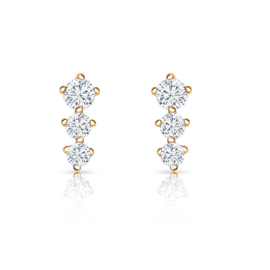 Pendientes Mumit | Pendientes Trinity Diamonds En Oro Amarillo De 18 Kt