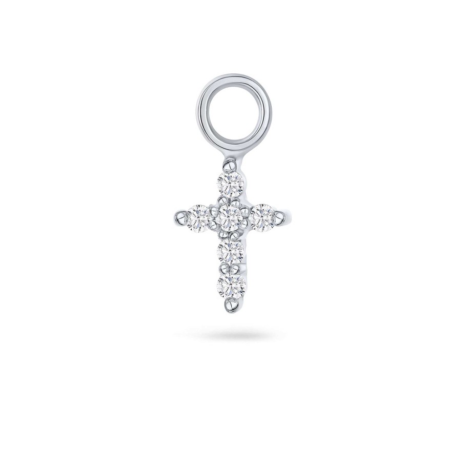 Piercings Mumit | Charm Cruz De Diamantes En Oro Blanco De 18 Kt