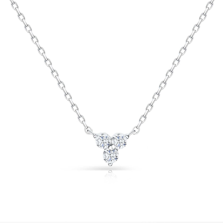 Collares Y Colgantes Mumit | Gargantilla Clover Diamonds Petite En Oro Blanco De 18 Kt