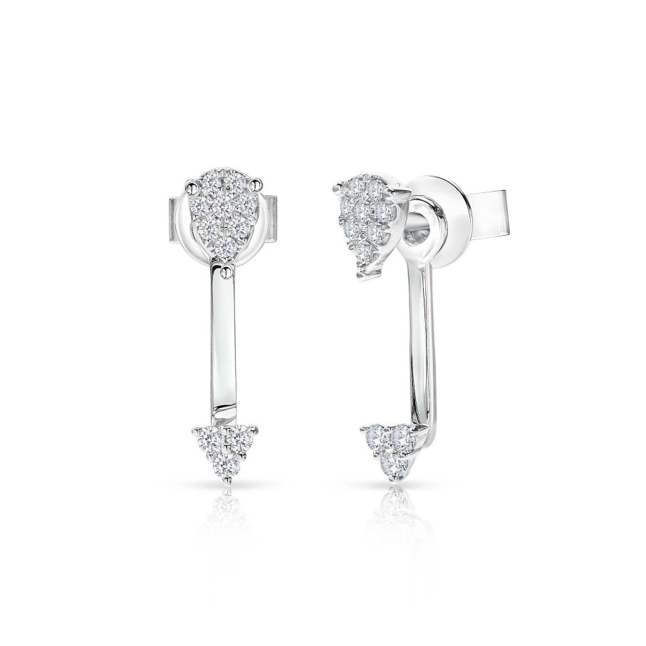 Pendientes Mumit | Pendientes Ear Jacket Diamantes En Oro Blanco De 18 Kt