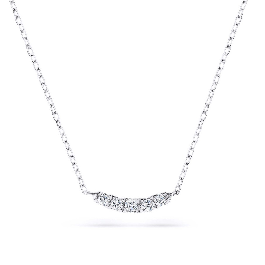 Collares Y Colgantes Mumit | Gargantilla Petite Diamonds Curve En Oro Blanco De 18 Kt