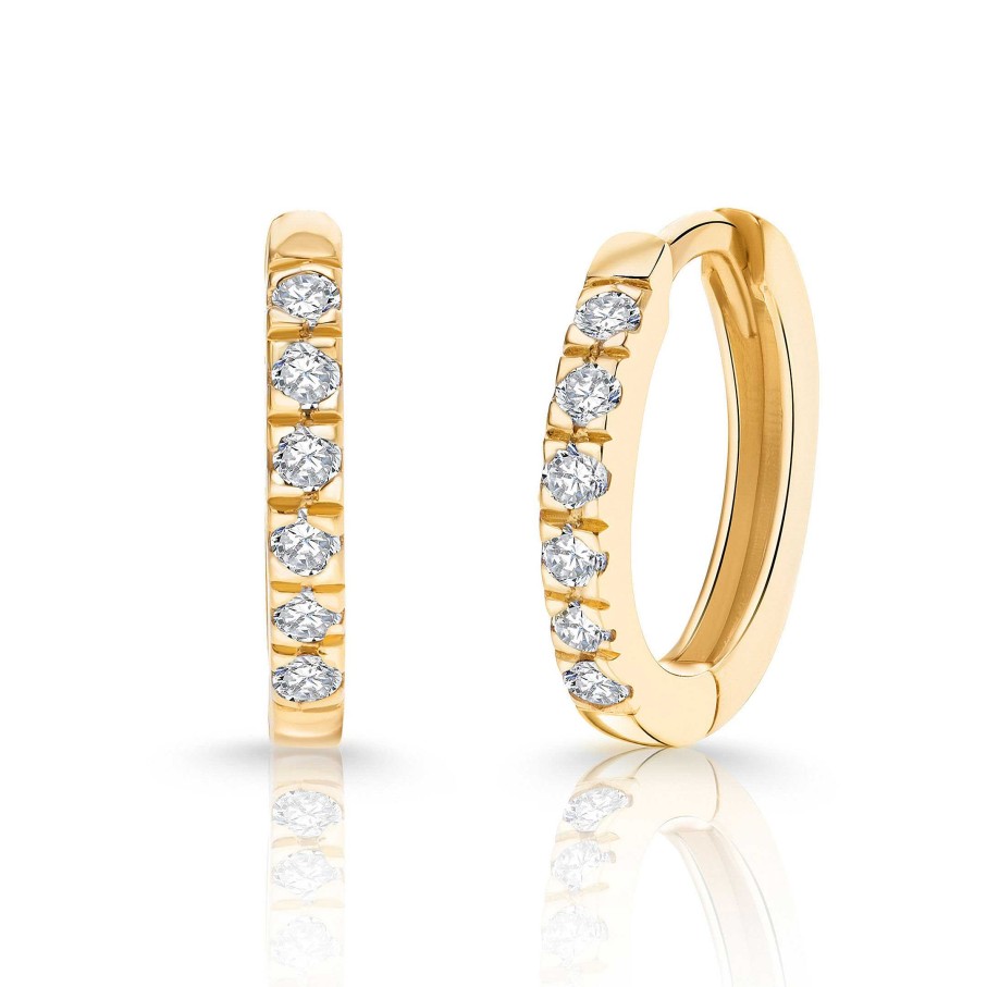 Pendientes Mumit | Pendientes Petite Diamonds Aro Mini En Oro Amarillo De 18 Kt