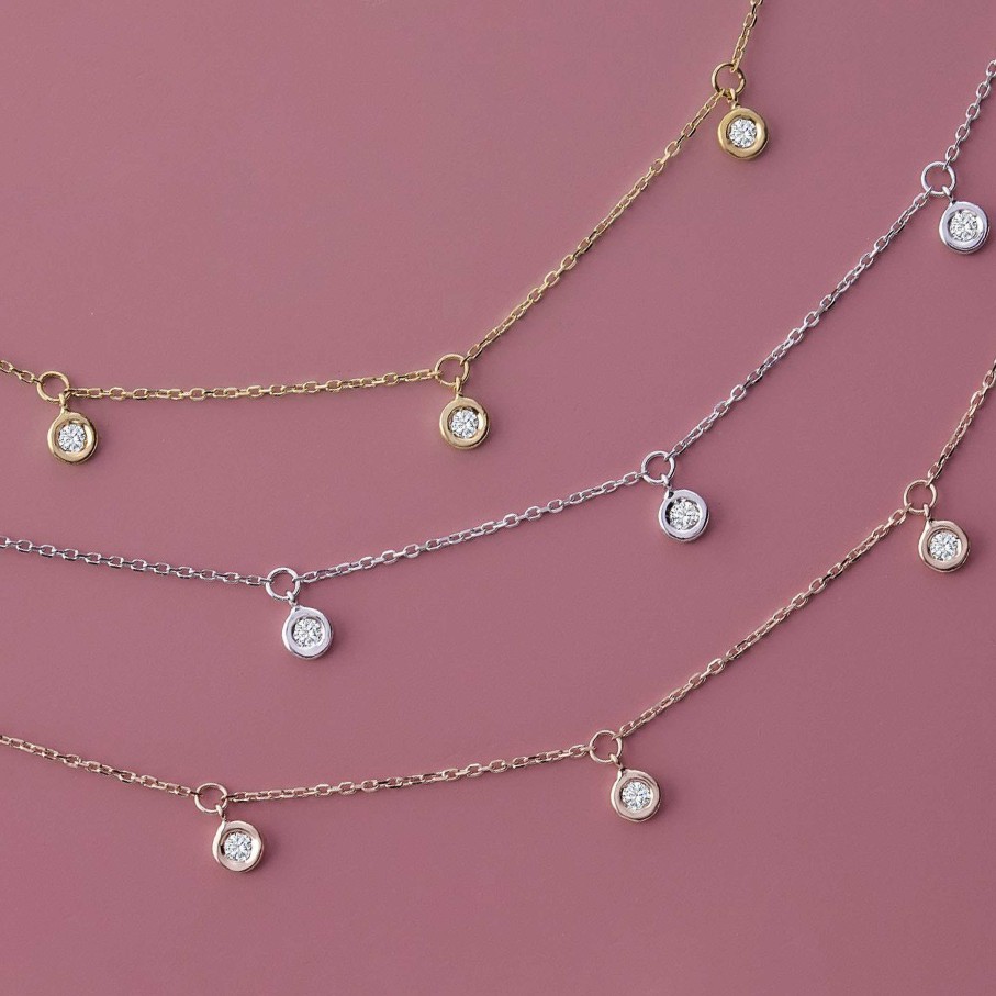 Collares Y Colgantes Mumit | Choker Chatones De Diamantes En Oro Blanco De 18 Kt