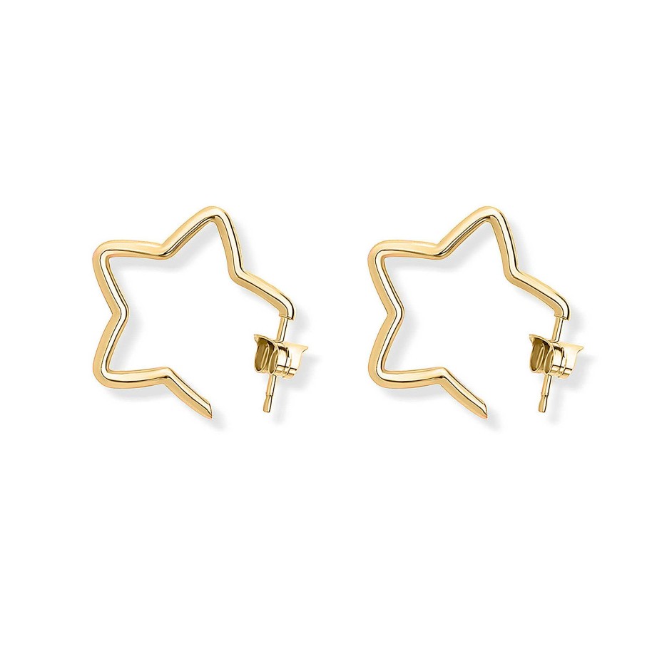 Pendientes Mumit | Pendientes Hyggle Estrella Medio Aro En Oro Amarillo De 18 Kt