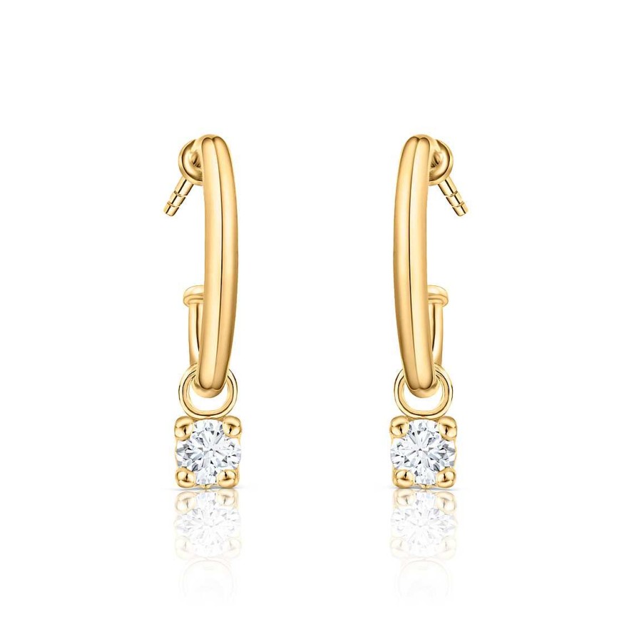 Pendientes Mumit | Pendientes Medio Aro Dot Diamonds En Oro Amarillo De 18 Kt