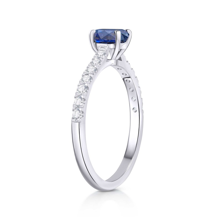 Sortijas Mumit | Sortija Ivy De Zafiro Y Diamantes 0,32 Cts. En Oro Blanco De 18 Kt