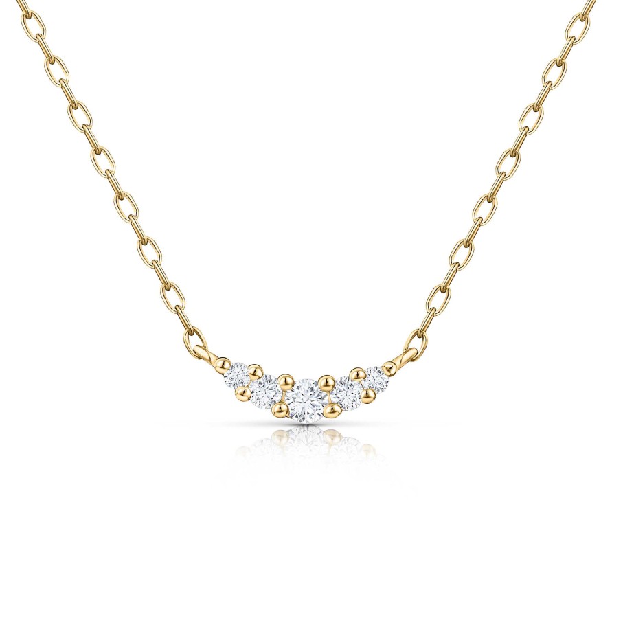 Collares Y Colgantes Mumit | Gargantilla Petite Diamonds Wave En Oro Amarillo De18 Kt