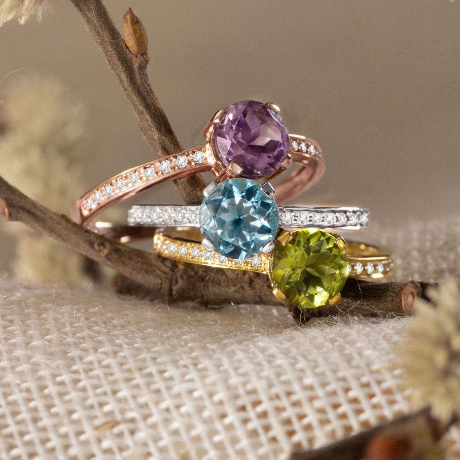 Sortijas Mumit | Sortija Vert Amatista Y Diamantes Oro Rosa 18 Kt