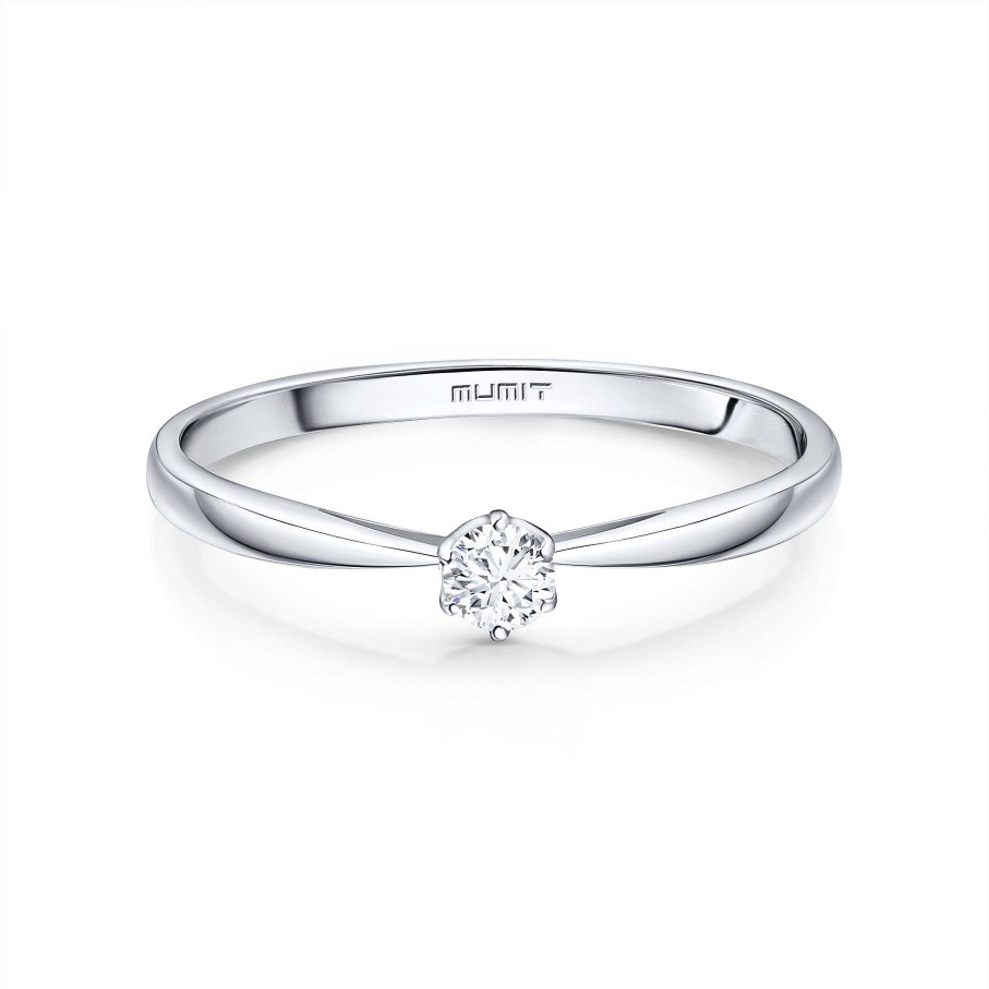 Anillos De Compromiso Mumit | Solitario Always De Diamante 0,10 Cts. En Oro Blanco De 18 Kt