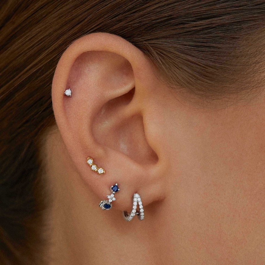 Piercings Mumit | Pendiente Piercing Petit Caprice De Diamante En Oro Blanco De 18 Kt