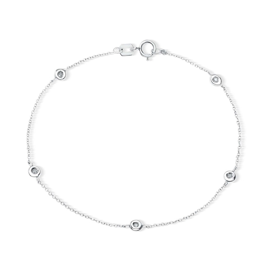 Pulseras Mumit | Pulsera Chatones Collection De Diamantes En Oro Blanco De 18 Kt