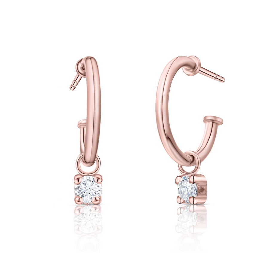 Pendientes Mumit | Pendientes Medio Aro Dot Diamonds En Oro Rosa De 18 Kt