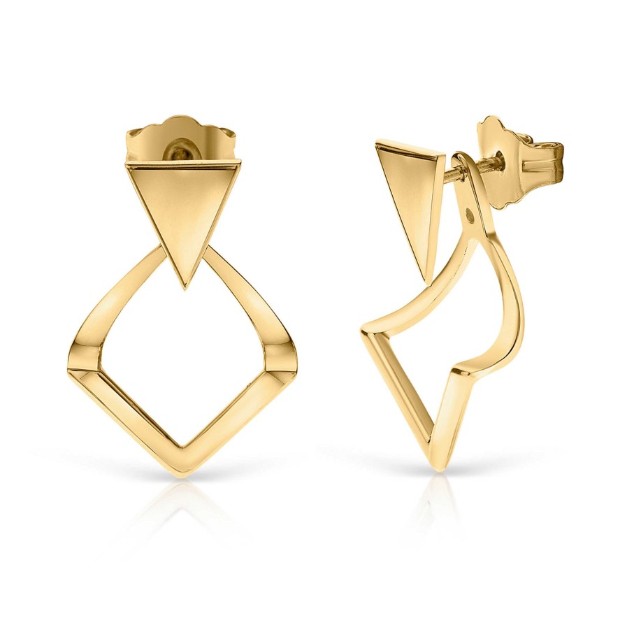 Pendientes Mumit | Pendientes Ear Jacket Rombos En Oro Amarillo De 18 Kt