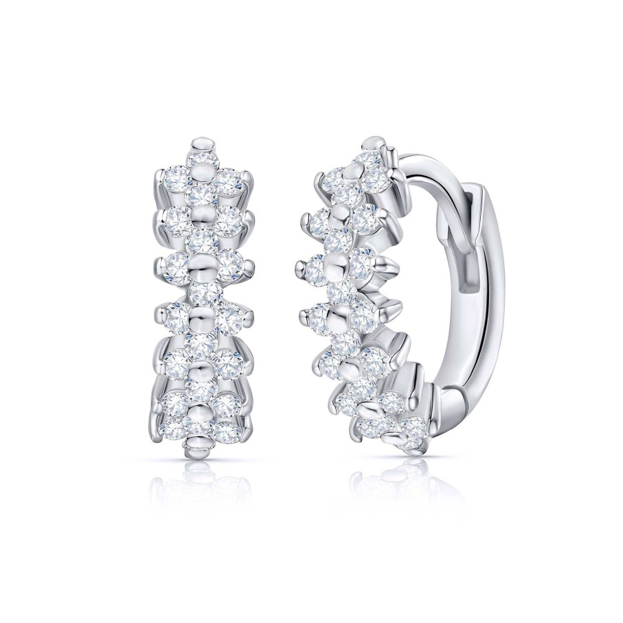 Pendientes Mumit | Pendientes Cross De Diamantes En Oro Blanco De 18 Kt