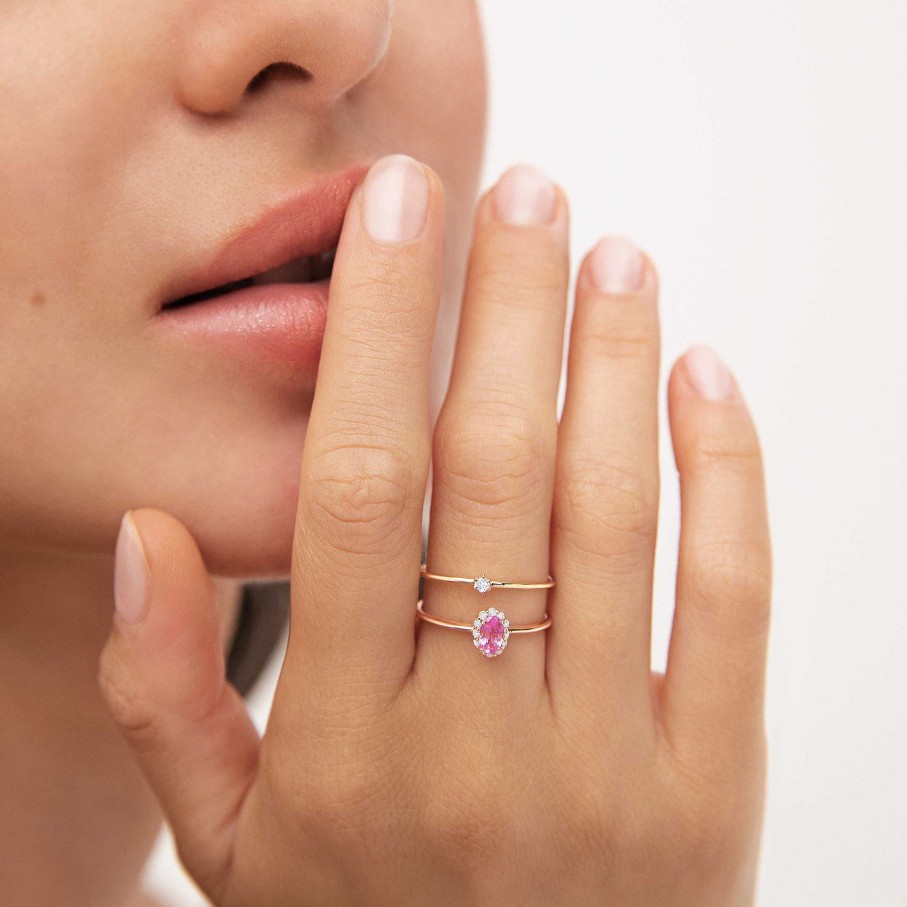 Sortijas Mumit | Solitario Petite Diamonds En Oro Rosa De 18 Kt