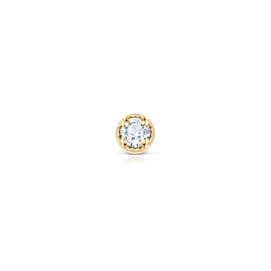 Piercings Mumit | Pendiente Piercing Milgrain Petit De Diamante En Oro Amarillo De 18 Kt