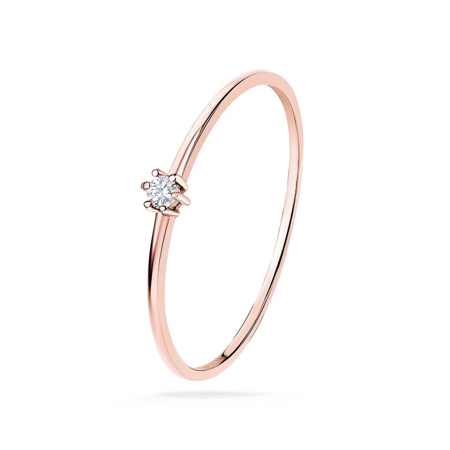 Sortijas Mumit | Solitario Petite Diamonds En Oro Rosa De 18 Kt