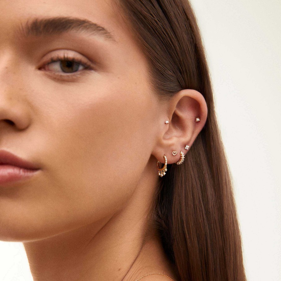 Pendientes Mumit | Pendientes Cross De Diamantes En Oro Amarillo De 18 Kt