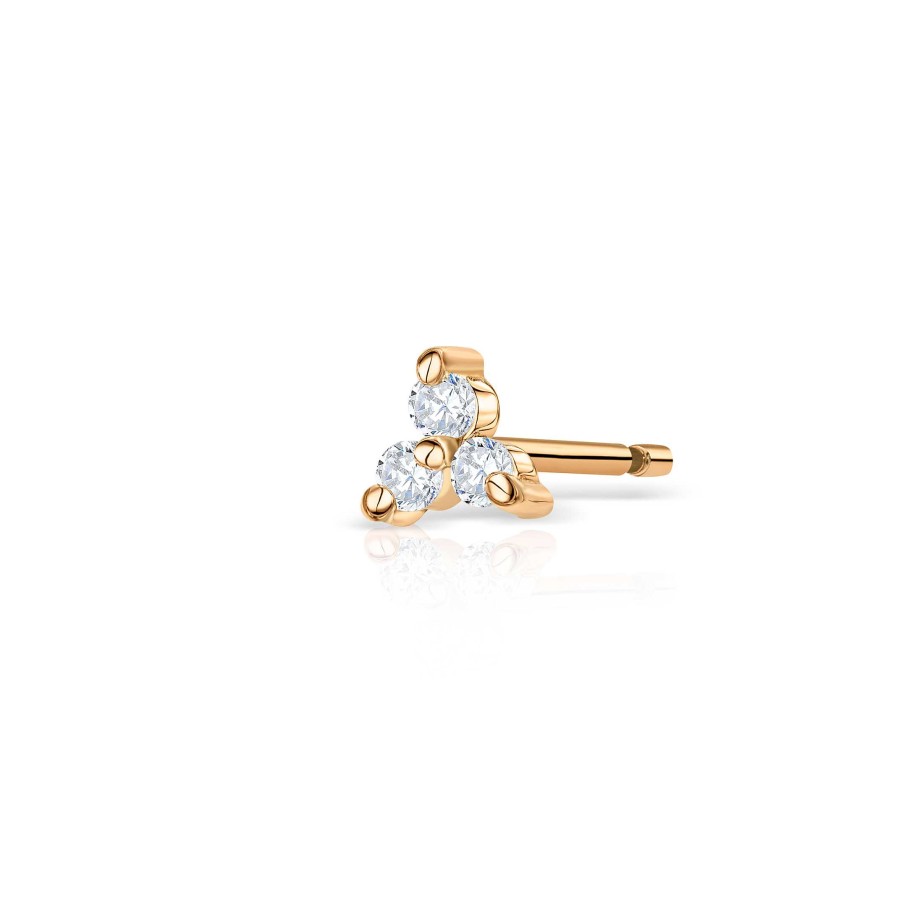 Piercings Mumit | Pendiente Piercing Clover Mini De Diamantes En Oro Amarillo De 18 Kt