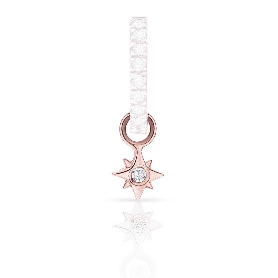 Piercings Mumit | Charm Rosa De Los Vientos De Diamante En Oro Rosa De 18 Kt