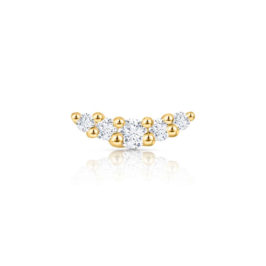 Piercings Mumit | Pendiente Piercing Petite Diamonds Wave En Oro Amarillo De 18 Kt