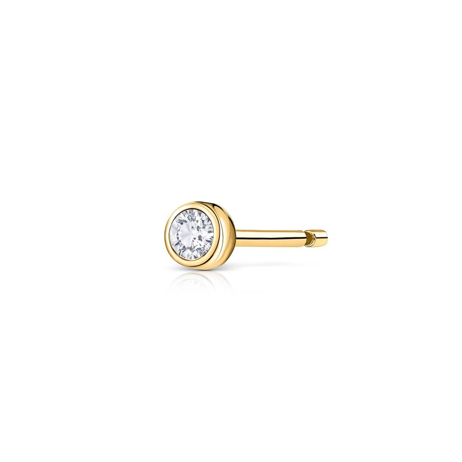 Piercings Mumit | Pendiente Piercing Bezel Stud De Diamante En Oro Amarillo De 18 Kt