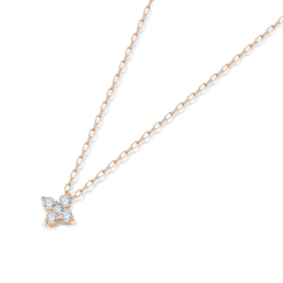 Collares Y Colgantes Mumit | Gargantilla Petite Diamonds Cross En Oro Rosa De 18 Kt