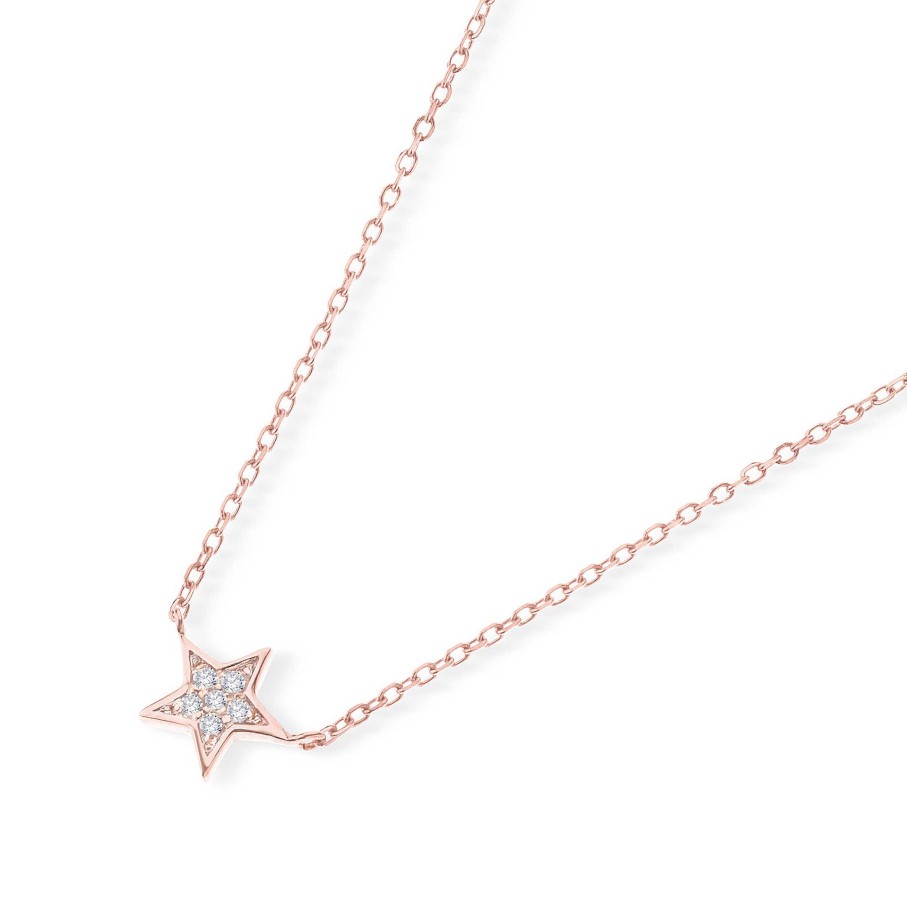 Collares Y Colgantes Mumit | Gargantilla Estrella Moon Diamonds En Oro Rosa De 18 Kt