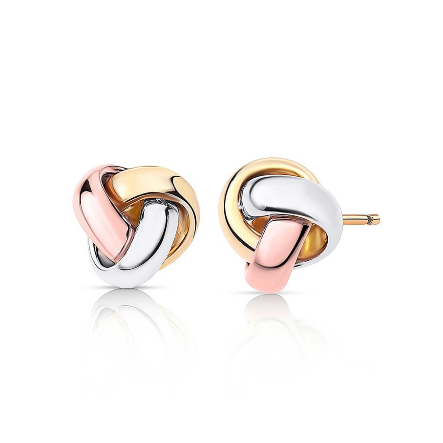 Pendientes Mumit | Pendientes Tricolore Nudo En Oro Amarillo, Blanco Y Rosa De 18 Kt