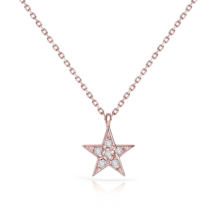 Collares Y Colgantes Mumit | Gargantilla De Diamantes Estrella Md En Oro Rosa De 18 Kt