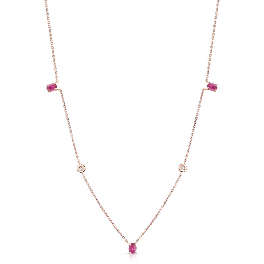 Collares Y Colgantes Mumit | Gargantilla Nina De Rub Es Y Diamantes En Oro Rosa De 18 Kt